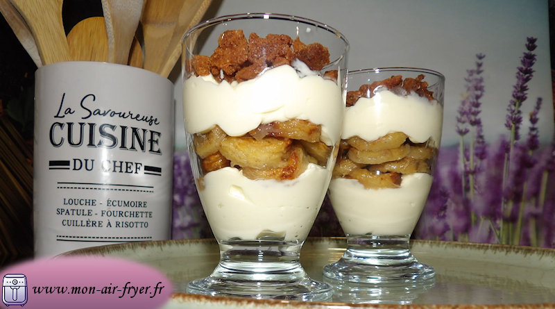 Verrines de bananes caramélisées et spéculoos à l&rsquo;airfryer